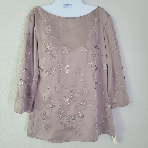 ANTONIO MELANI Tops - Antonio Melani Women's Embroidered Sequin Blouse Top Size XS Romantic Opulence